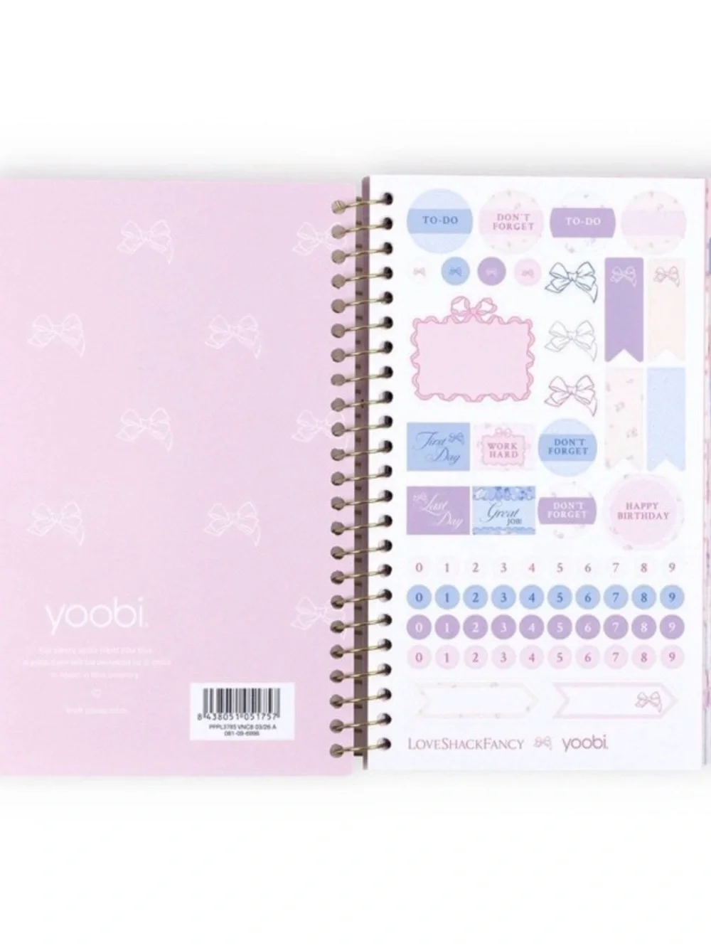 LoveShackFancy x Yoobi Pink Floral Planner 5”x8” Gold Foil Accent-2026-2027